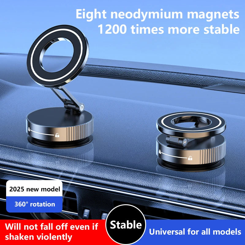 New Super Strong Magnetic Phone Holder Foldable Design 360° Adjustable Vacuum Car Mount For Car Desk Bathroom Holder 2026 sayaragear