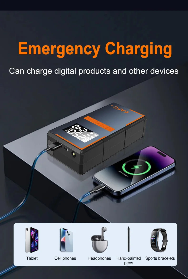 2025 Newest All-in-One Car Emergency Jump Starter & Air Pump 1200A Peak 150PSI Tire Inflator with LED Light & Power Bank sayaragear