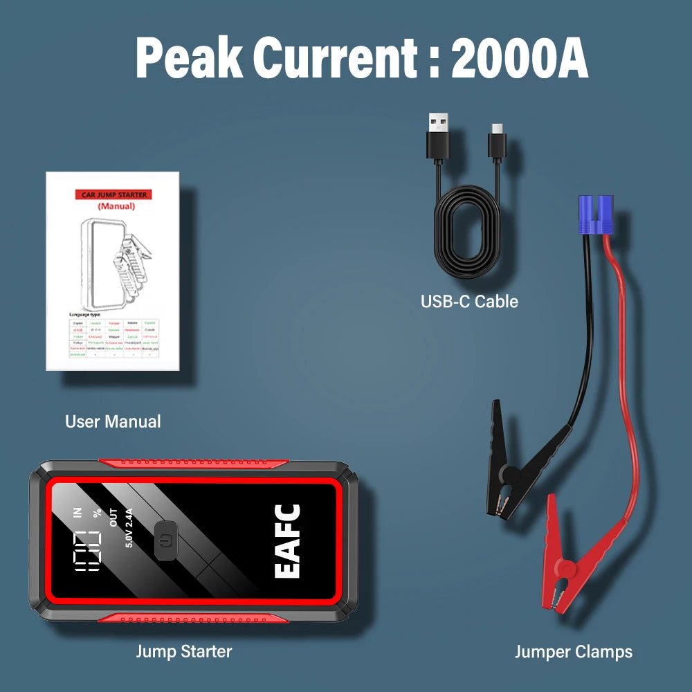 Power Bank 2000A/600A 12V Car Battery Jump Starter Portable Charger Petrol Diesel Auto Starting Device Booster Emergency Starter sayaragear
