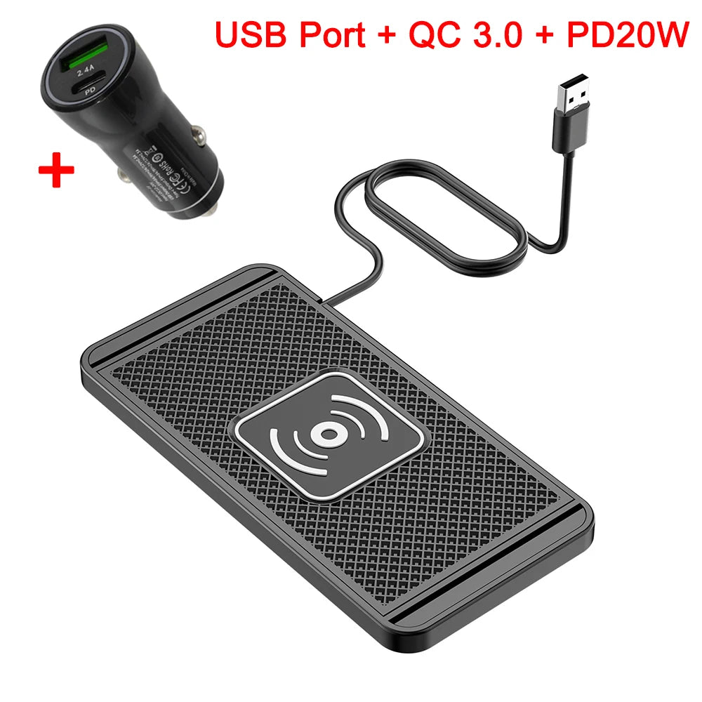 Car Wireless Charger for Iphone 16 15 15 Pro Max 14 13 12 X Samsung S24 S23 Wireless Car Charger Silicone Pad Stand Fast Charger sayaragear