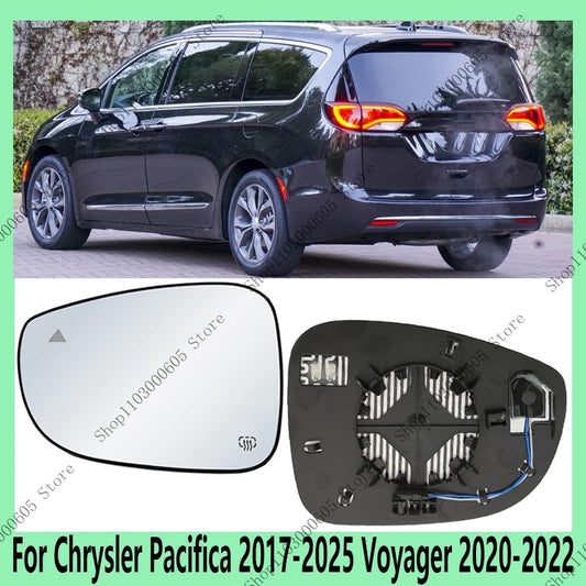 For Chrysler Pacifica 2017-2025 Voyager 2020-2022 LHD Auto Accessories Side Door Mirror Lenses with Heated Blind Spot Function - sayaragear