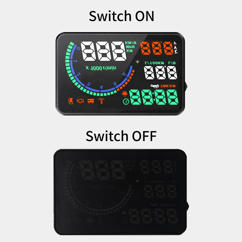 KWHUD HUD Head Up Display Car OBD2 Digital Speedometer RPM Tacho Volt Water Temp Meter Windshield Speed Projector Car Electronic sayaragear