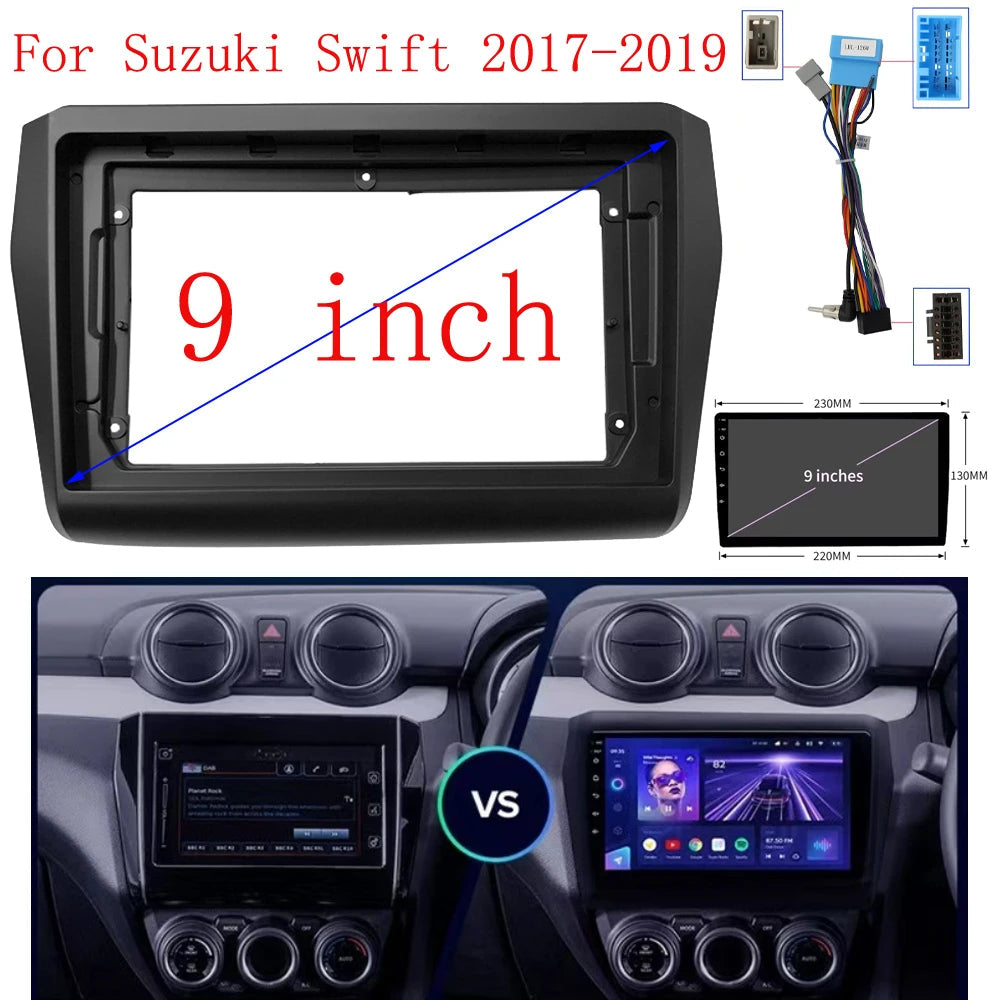9 Inch Car Frame Fascia Cable Adapter Android Radio Dash Fitting Panel Kit For Suzuki Swift 2017-2019 sayaragear