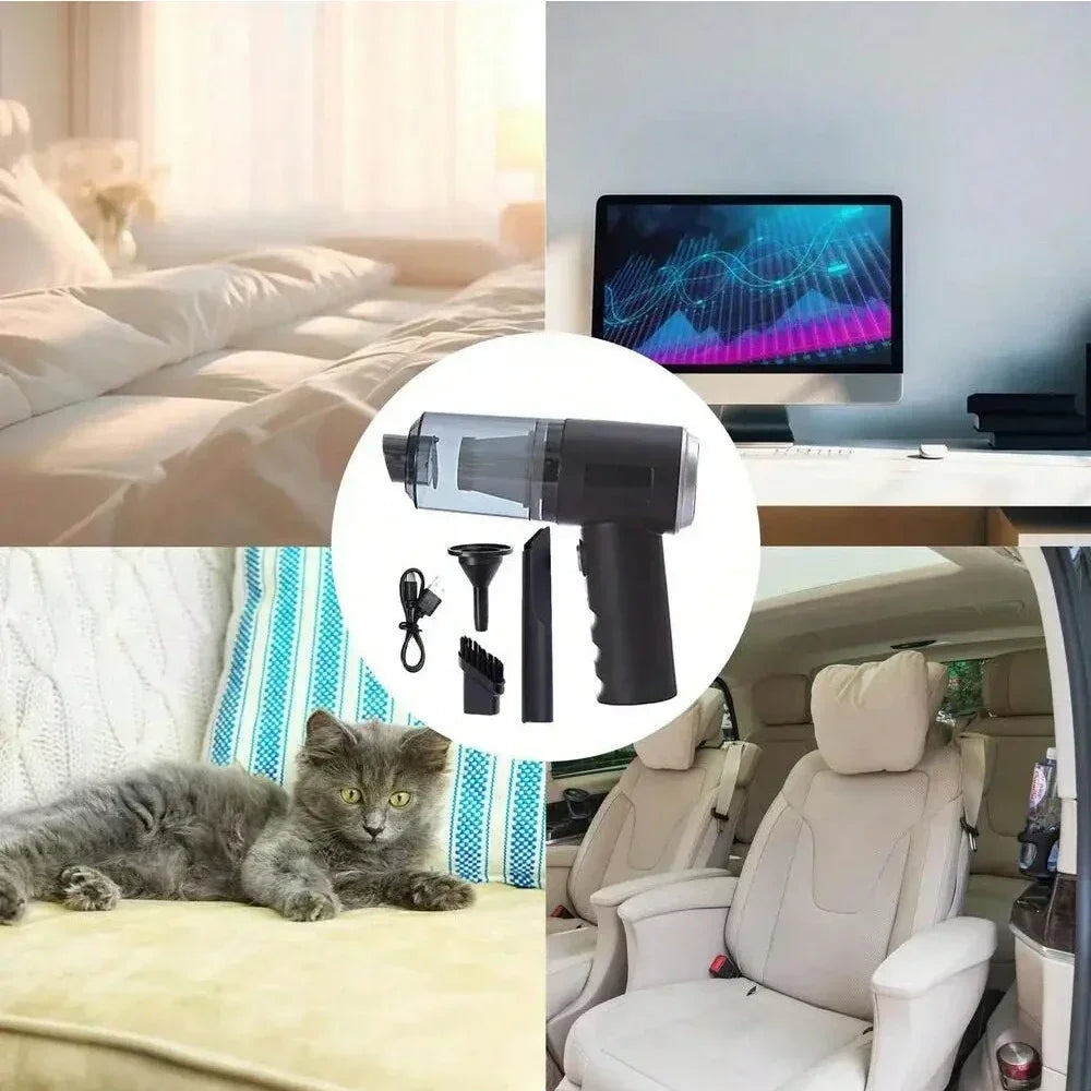 1pc Wireless Vacuum Cleaner Dual Use for Home and Car 120W High Power Powerful Vacuum Cleaner Black sayaragear