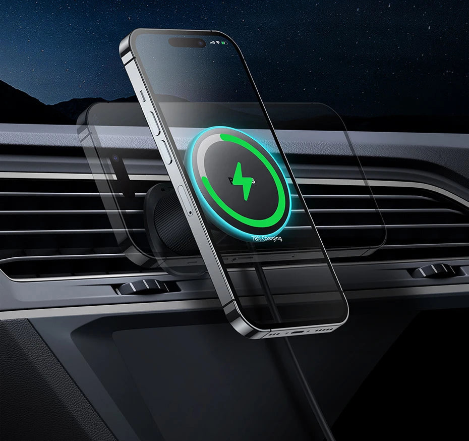 Baseus Magnetic Wireless Charger Car Phone Holder 15W Fast Charging Wireless Car Charger Holder For iPhone 16 15 14 13 Car Mount sayaragear