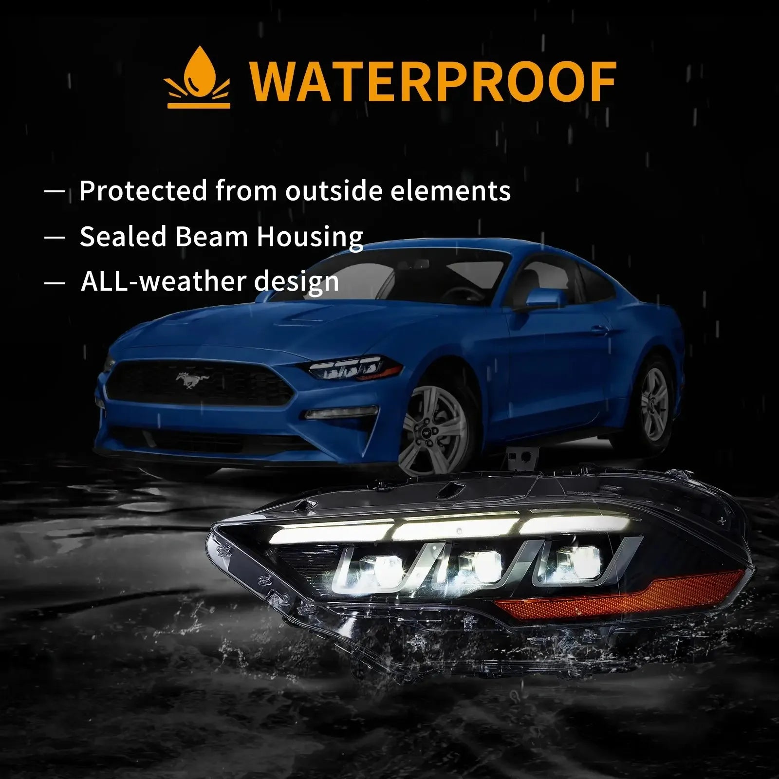 Vland 2018-2023 Mustang Headlights Full LED With S650 Style sayaragear
