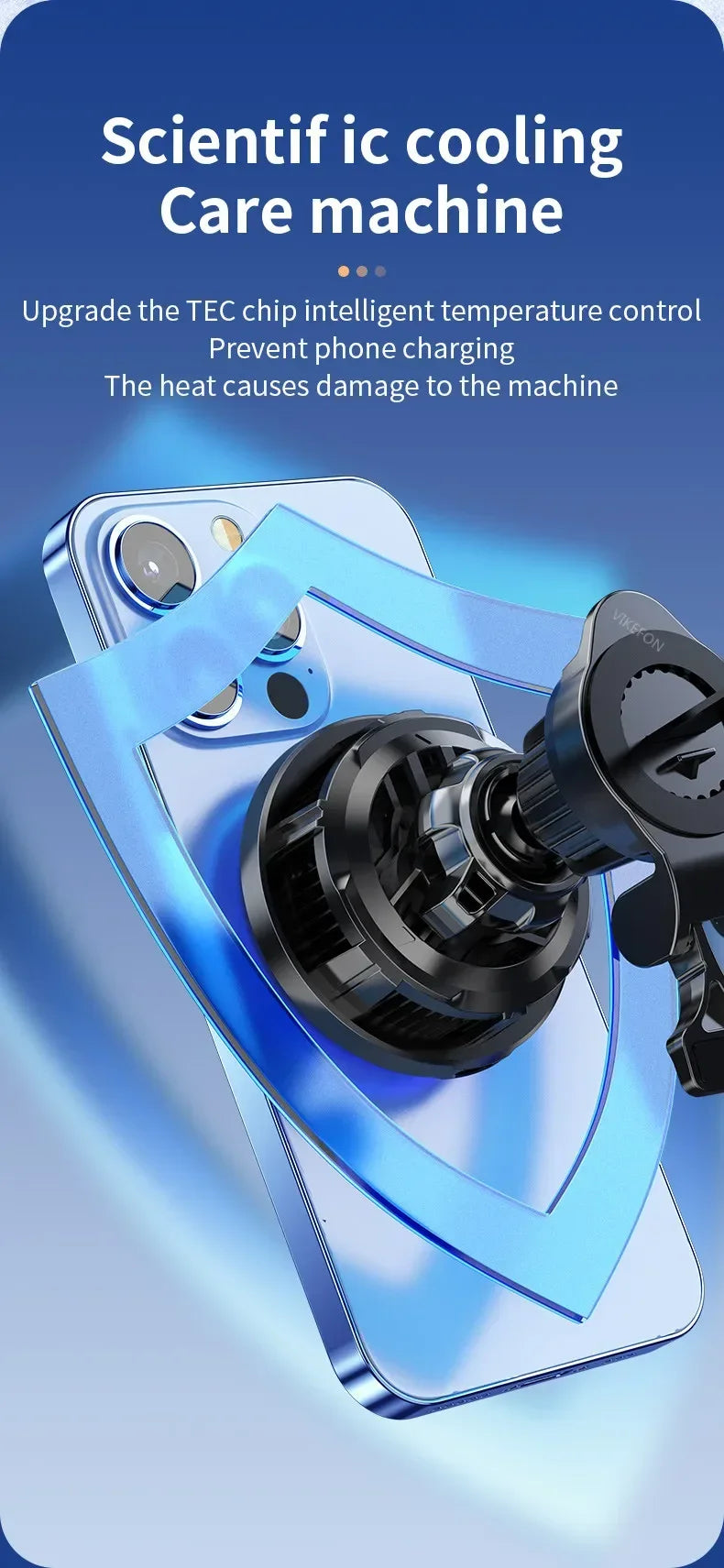 ice Cooling Magnetic Wireless Car Charger Stand for iPhone 16 15 14 13 12 Pro Max MacSafe Car Phone Holder Fast Charging Station sayaragear