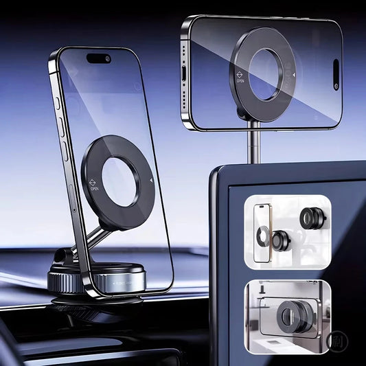 Car Phone Magnetic Stand Mechanical Vacuum Suction Cup Rotate 360° Magnetic Adsorption Bracket GPS Navigation Universal Holder sayaragear