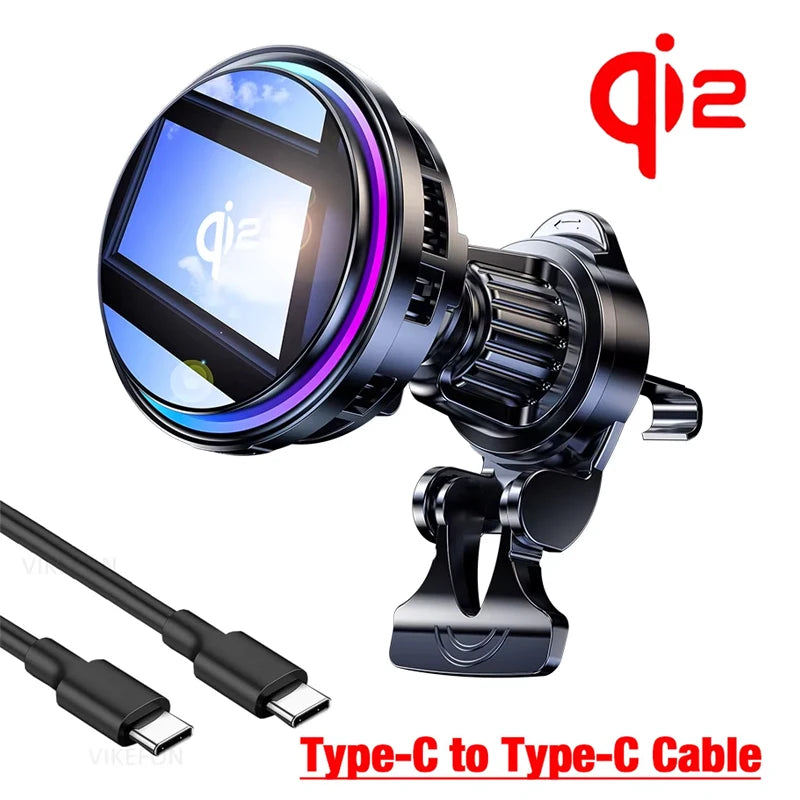 ice Cooling Magnetic Wireless Car Charger Stand for iPhone 16 15 14 13 12 Pro Max MacSafe Car Phone Holder Fast Charging Station sayaragear