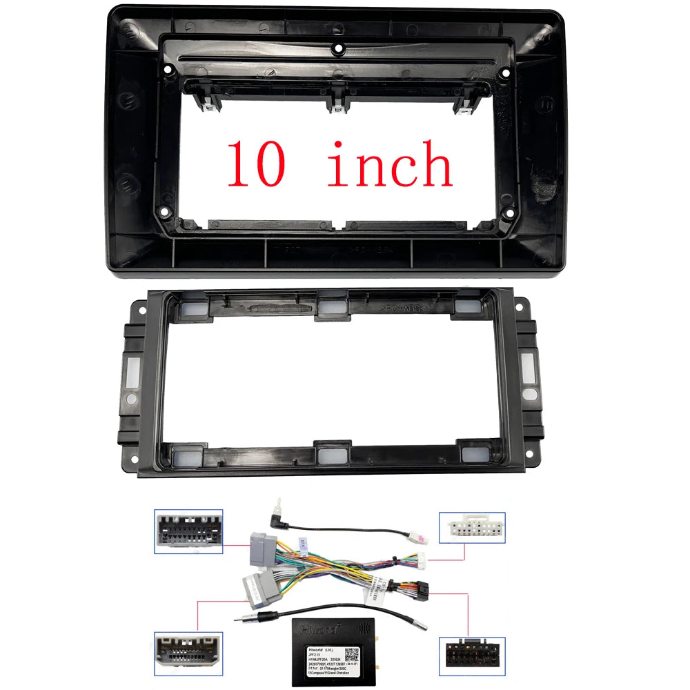 HAOCHEN Car Android Radio Frame For Jeep Commander Compass Grand Cherokee Wrangler/Unlimited 10 inch Stereo Panel Harness Wire sayaragear