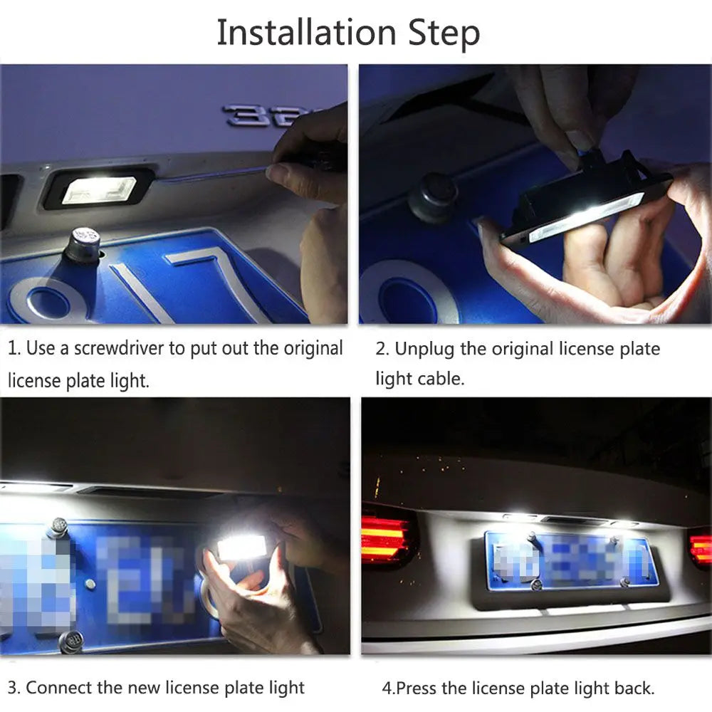 White Error Free LED Car License Plate Light Bulbs Accessories For BMW X3 F25 F30 E92 E93 E46 M3 E39 F10 E60 E61 E82 E88 E90 E91 sayaragear