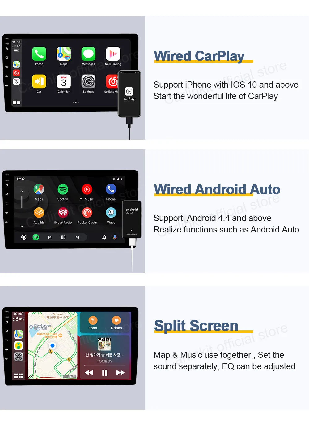 Carlinkit Wireless CarPlay Activator & Android Auto Wired USB Dongle AI Box for Android Radio Unit Bluetooth Charger Mirrorlink sayaragear