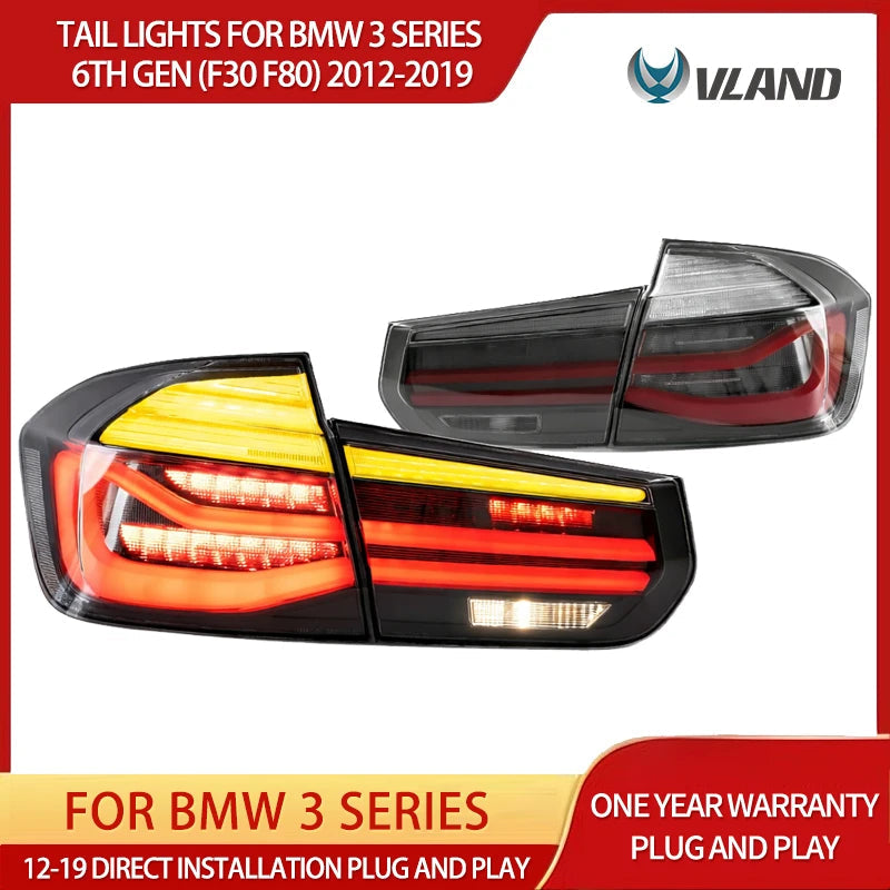 Vland 12-19 3 Series 6th Gen (F30 F80) LED Tail Lights With Sequential Amber Turn Signal sayaragear