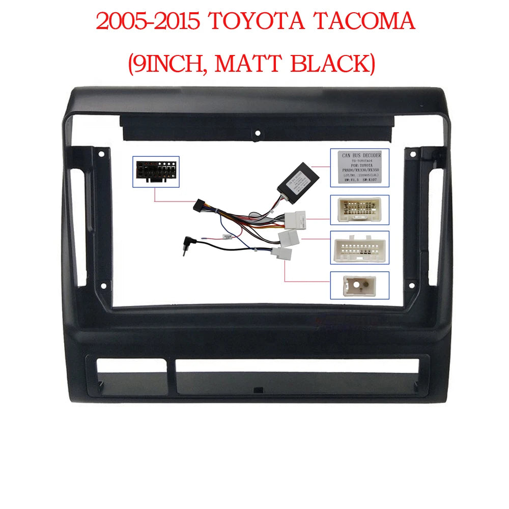 Car Radio Fascias Frame For Toyota Tacoma 2 Hilux USA 2005-2015 9 inch 2DIN Stereo Panel Harness Wire Power Cable Canbus Decoder sayaragear