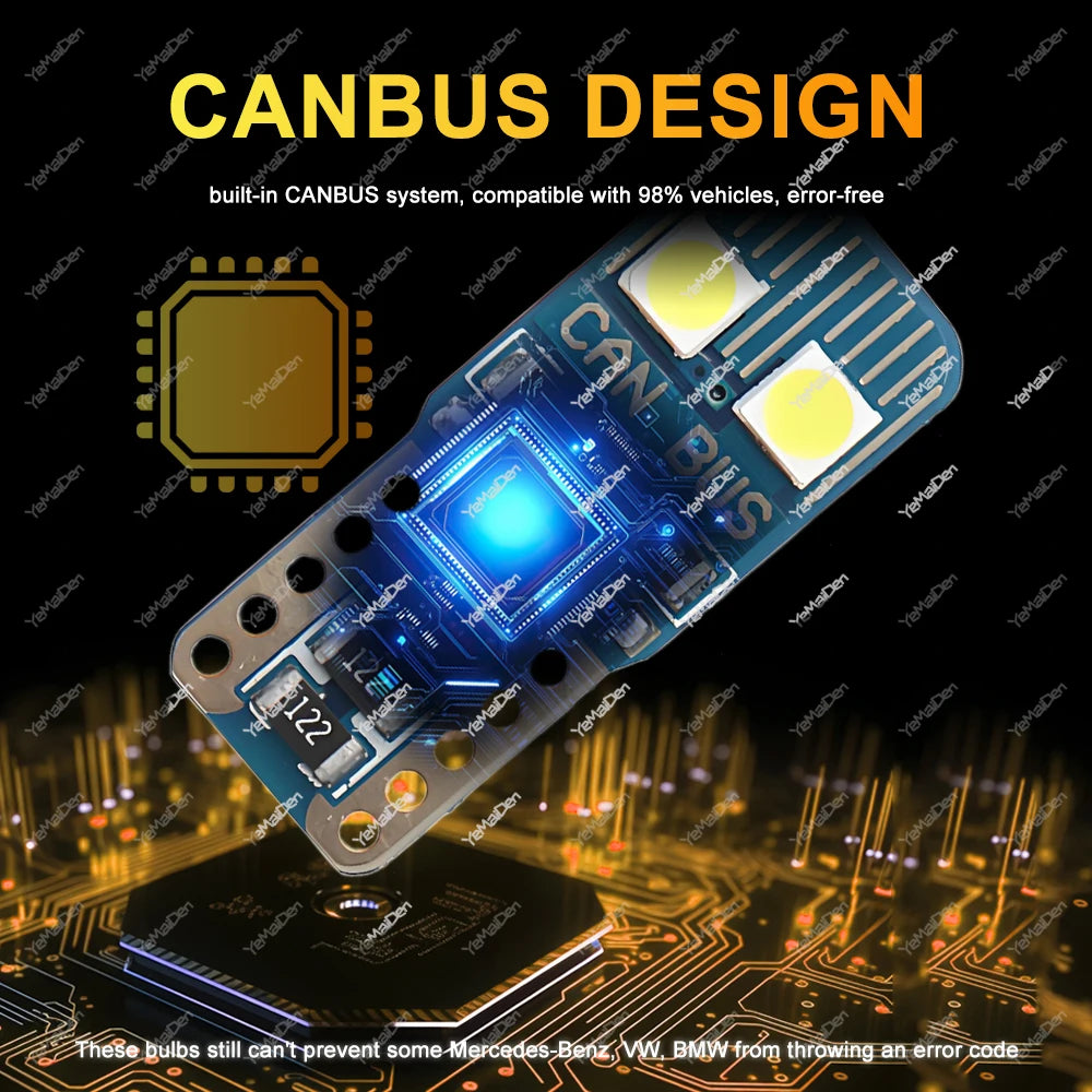 2-20 PCS CANBUS T10 W5W LED Bulb 12V 2835SMD 6500K White 500LM Car Interior Dome Door Glove Box Maps Trunk License Plate Lights sayaragear