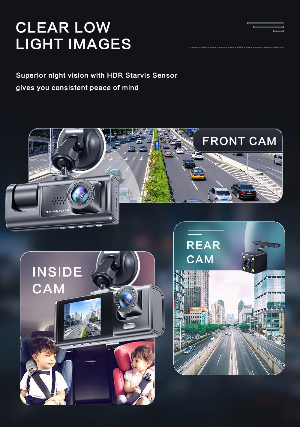 1080P Dual camera Dash Cam for cars,Front And Inside,car camera with IR Night Vision,Loop Recording,wide angle Car DVR Came sayaragear
