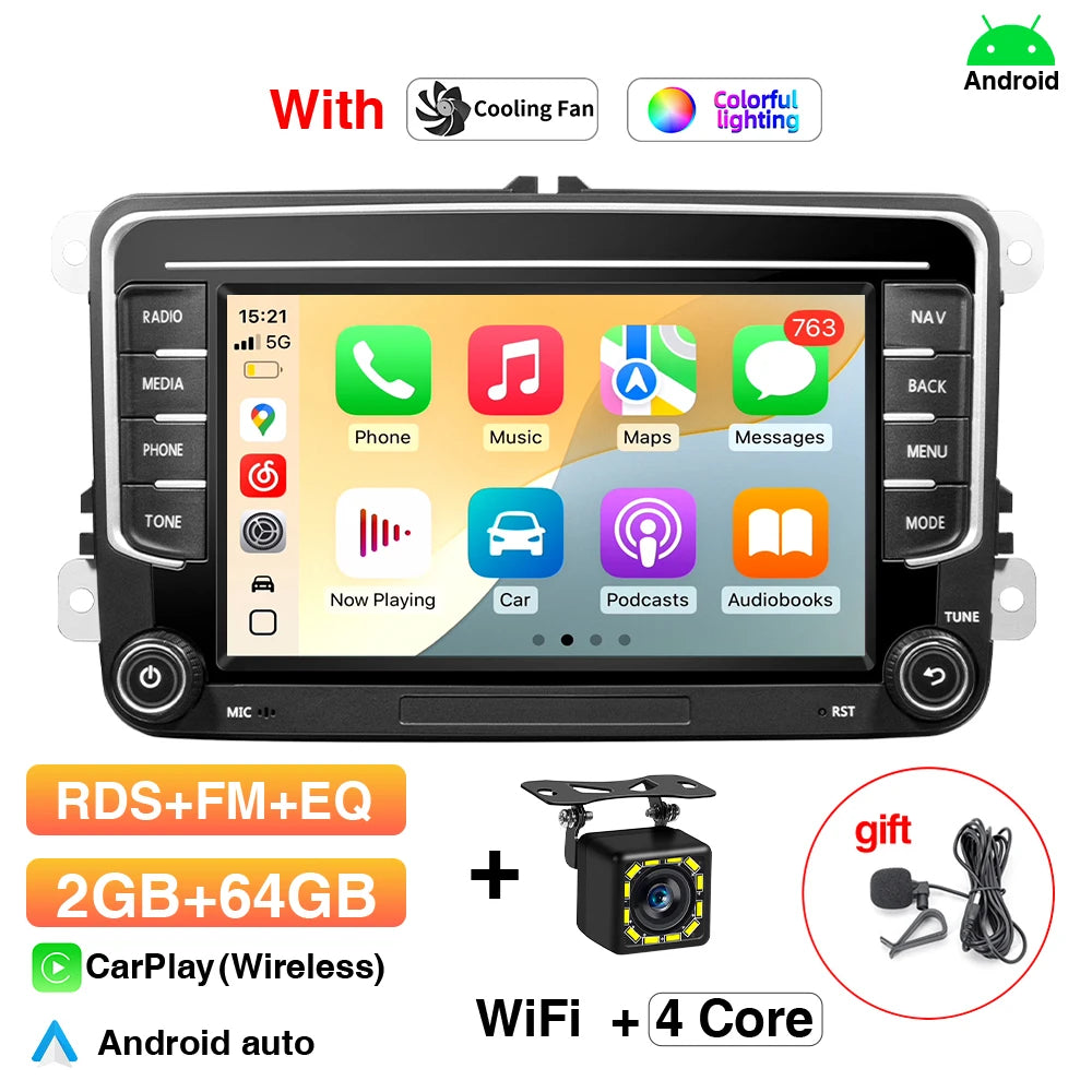 GRANDnavi Android13 Car Radio GPS For VW Volkswagen Skoda Octavia Golf 5 6 Touran Passat B6 Polo Jetta 2Din Multimedia Player sayaragear