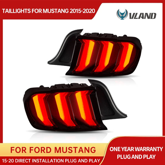 VLAND Tail lamp assembly for Ford Mustang 2015-2020 Tail light with Sequential Turn Signal Reverse Lights Plug and Play sayaragear