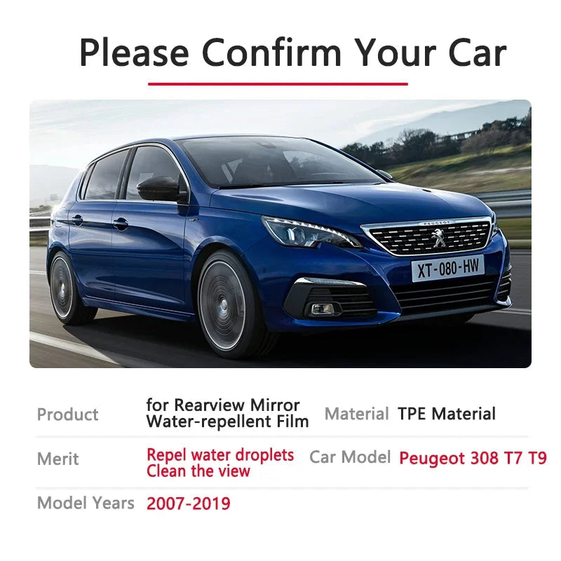 Full Cover Anti Fog Rainproof Film Rearview for Peugeot 308 t7 t9 308cc 308sw 308gti 2007~2019 Car Stickers Accessories 2015 sayaragear
