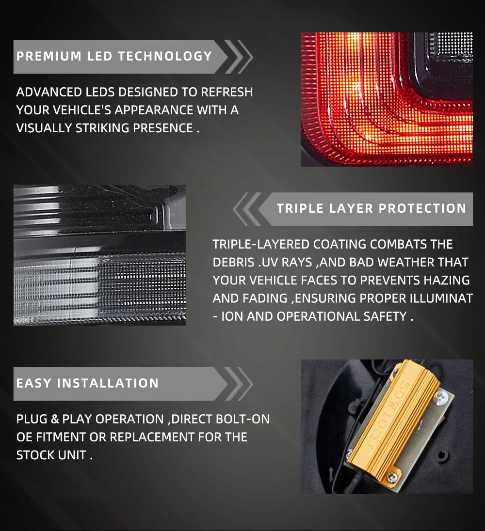 VLAND Taillight Assembly FIT FOR FORD RANGER 2012-2018 LED TAIL LAMP TAIL LAMP LED Running Light  LED Brake Light sayaragear