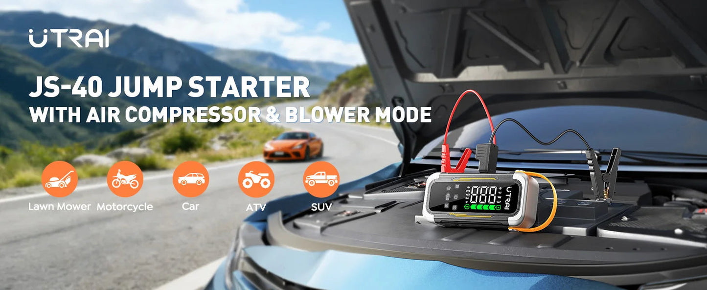 UTRAI 5 in 1 6000A Car Jump Starter 150PSI Air Pump PD30W Power Bank High-speed Airflow Dualmode For kayakingCar Battery Booster sayaragear