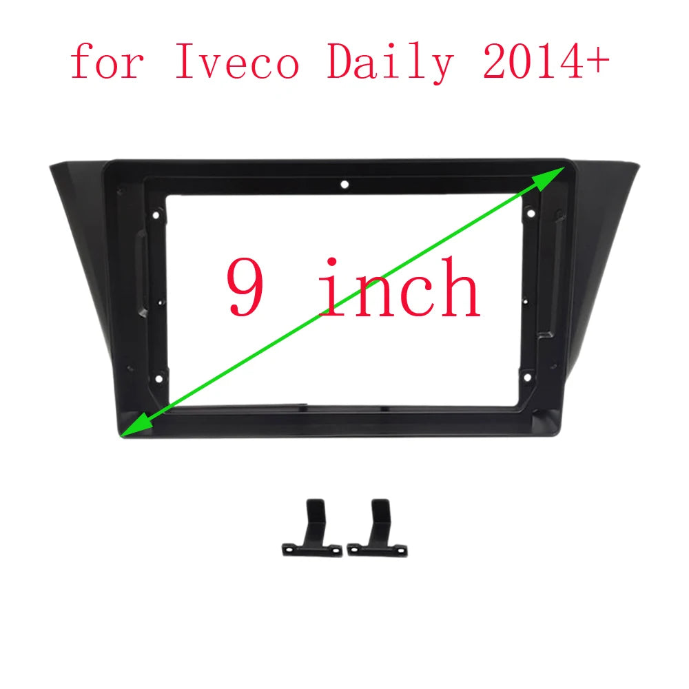 HAOCHEN Car DVD Frame Audio Fitting Adaptor Dash Trim Kits Facia Panel 9 inch For Iveco Daily 2014+ Double Din Radio Player sayaragear