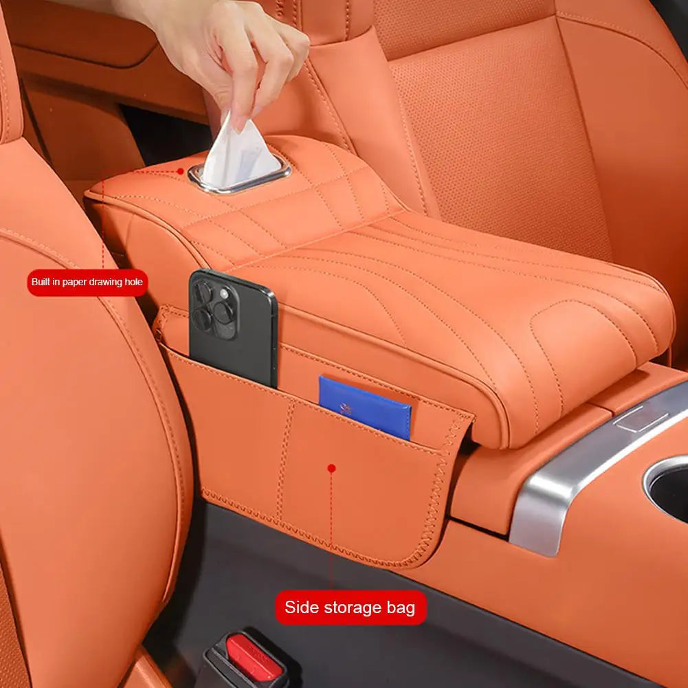 For Haval H9 2rd 2024 2025 Car Armrest Box Height Increase Pad Leather Protective Cover Storage Bag Auto Styling Accessories sayaragear