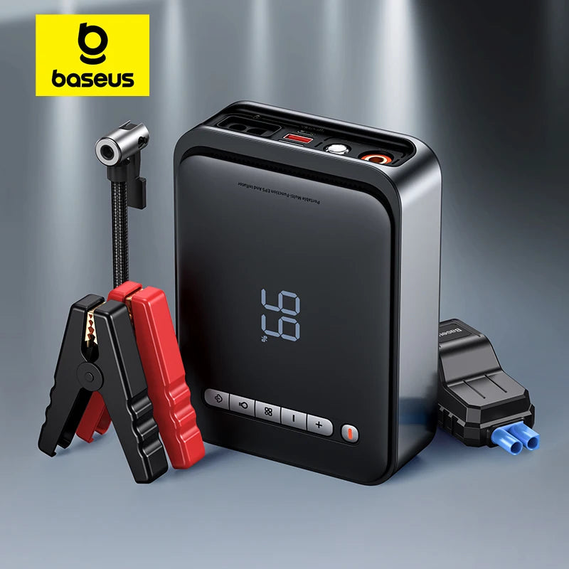 Baseus 2 In 1 Car Jump Starter Power Bank Air Compressor Inflator Pump 1000A Portable Power Station Car Battery Charger Booster sayaragear