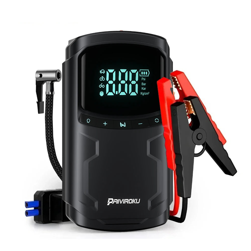 Car Jump Starter with Air Compressor Peak 5000A Auto Battery Booster 150PSI Air Pump Portable Power Bank Tire Inflator Lighting sayaragear