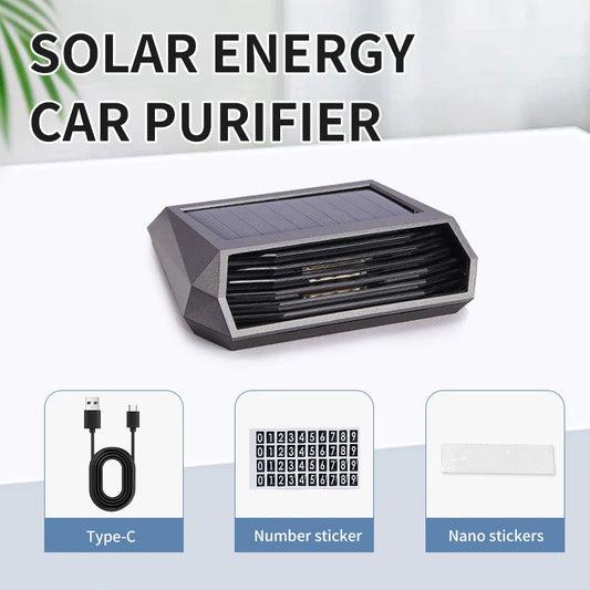 Solar Car Air Purifier With Ozone And Negative Ion Odor Elimination Air Cleaner With Temporary Parking Number Plate Usb Charging sayaragear