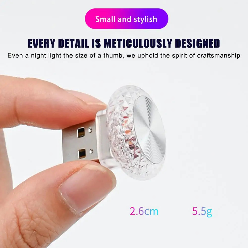 Portable Car USB Ambient Light Mini LED Decorative Atmosphere Lamps For Auto Interior Environment Light Computer Light Plug Play sayaragear