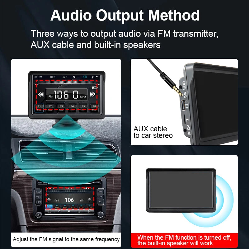 Hippcron 7inch Car Radio Multimedia Video Player Wireless Carplay And Wireless Android Auto Portable Universal Touch Screen sayaragear