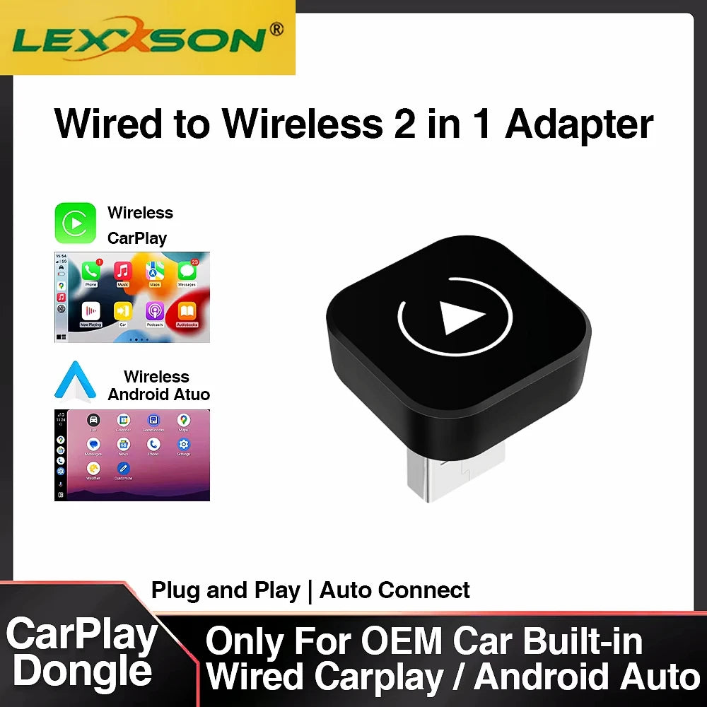 2in1 Wireless CarPlay Dongle Wireless Android Auto Adapter AI Smart Box Car Intelligent Systems For Car With Wired CarPlay sayaragear