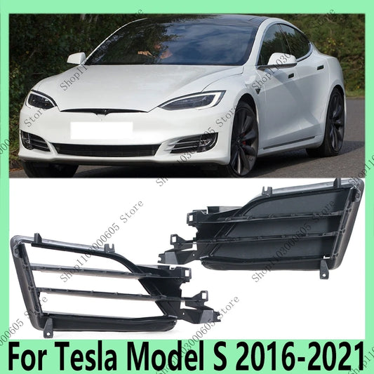 For Tesla Model S 2016-2021 Automobile Accessories Fog Light Frame Front Fog Light Frame Grille Front Bumper Fog Lamp Cover - sayaragear