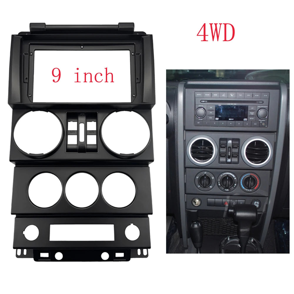9 inch  Car Radio Fascias Frame For Jeep Wrangler  Rubicon 2008-2010  Stereo Panel Wiring Harness Adapater Canbus Decoder sayaragear