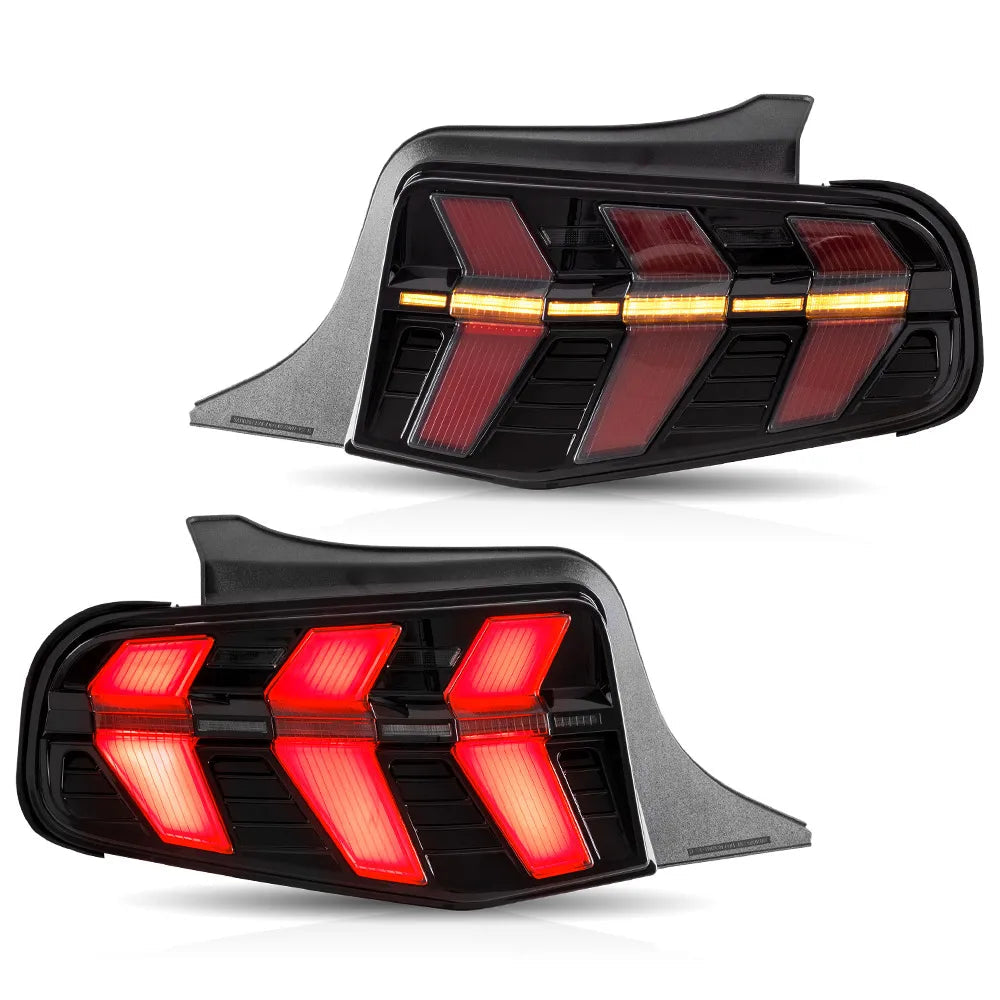 VLAND 2010-2012 Mustang 5th Gen S-197 II Pre-Facelift Smoked LED Tail Lights With Amber Sequential Turn Signal sayaragear