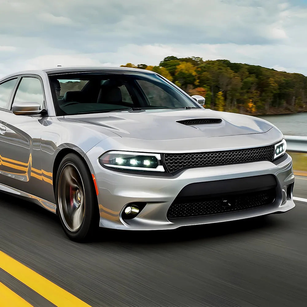 VLAND Bi-LED Projector Headlights Black For 2015-2023 Dodge Charger LED DRL Sequential Turn Signal Front Lamp Assembly sayaragear