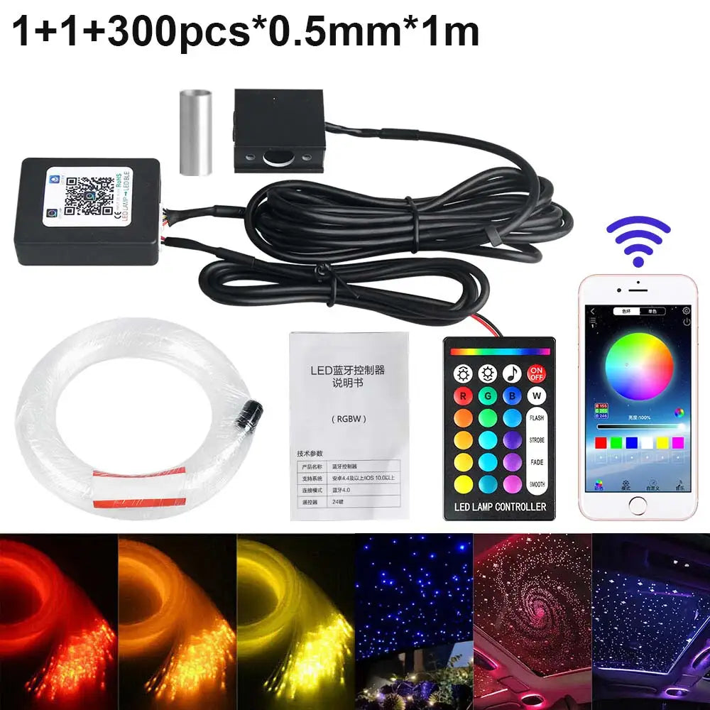 RGBW 1/2/4/6/8 split machine 2400x household car roof starry sky light kit roof fiber optic ceiling sayaragear