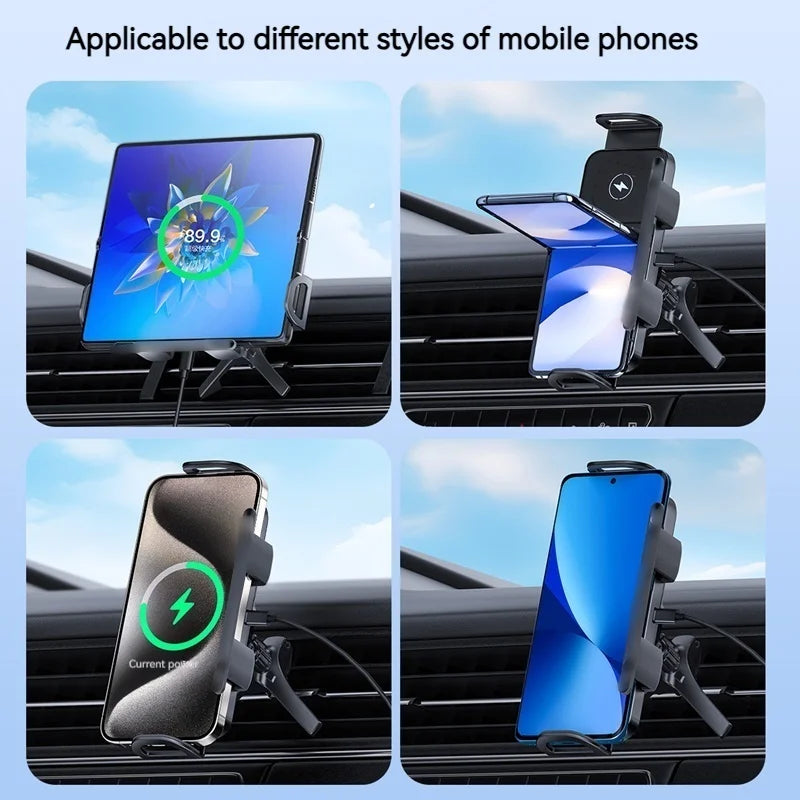 15W Universal Car Phone Wireless Charger Holder 360° Rotation Mount for Samsung Galaxy Fold 6 5 4 3 Z Flip S25 S24 iPhone 16 15 sayaragear