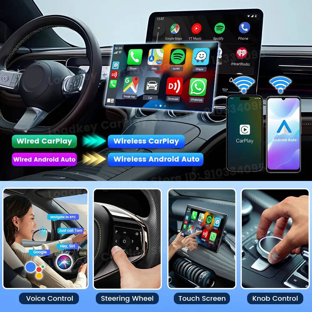 Carlinkit Wireless CarPlay Adapter Wireless Android Auto Adapter 2 in 1 Auto Connect for Mazda Subaru Citroen Audi Mercedes Kia sayaragear