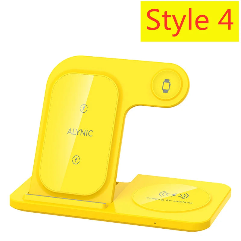 3 in 1 Wireless Charger Stand Pad Foldable Fast Charging Station Dock For iPhone 17 16 15 14 13 12 11 X 8 Apple Watch Airpods sayaragear
