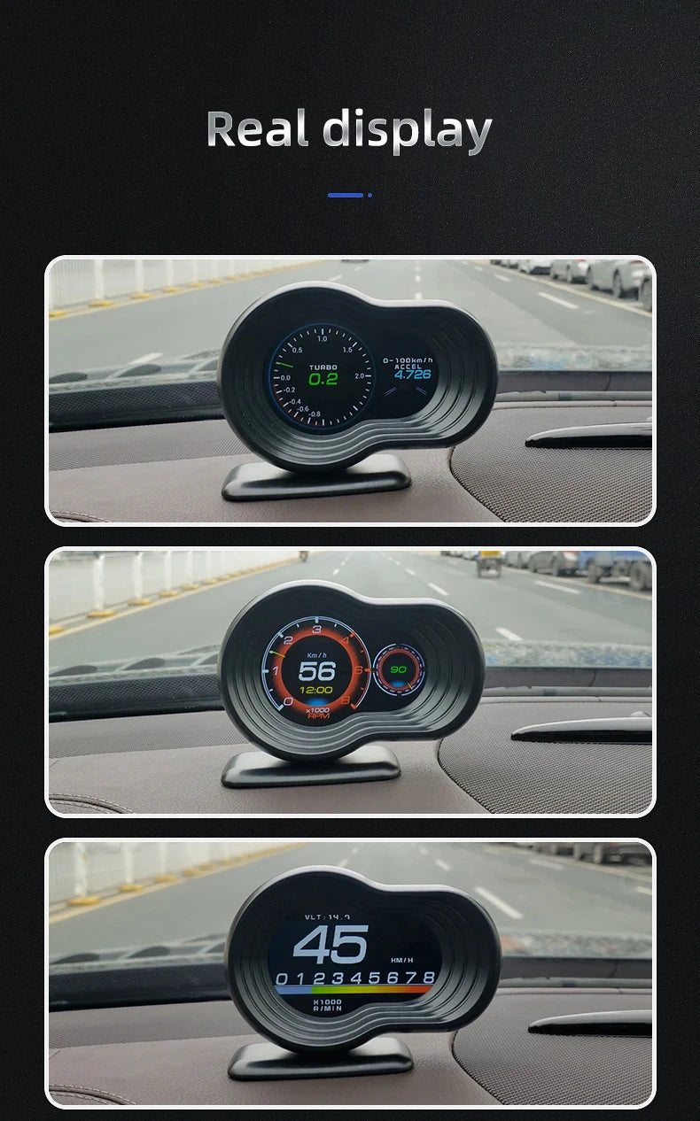 NEW Multi-function Full LCD Instrument OBD+GPS Dual System Car OBD2 GPS HUD Head Up Smart Digital Speedometer with Tester Alarm sayaragear