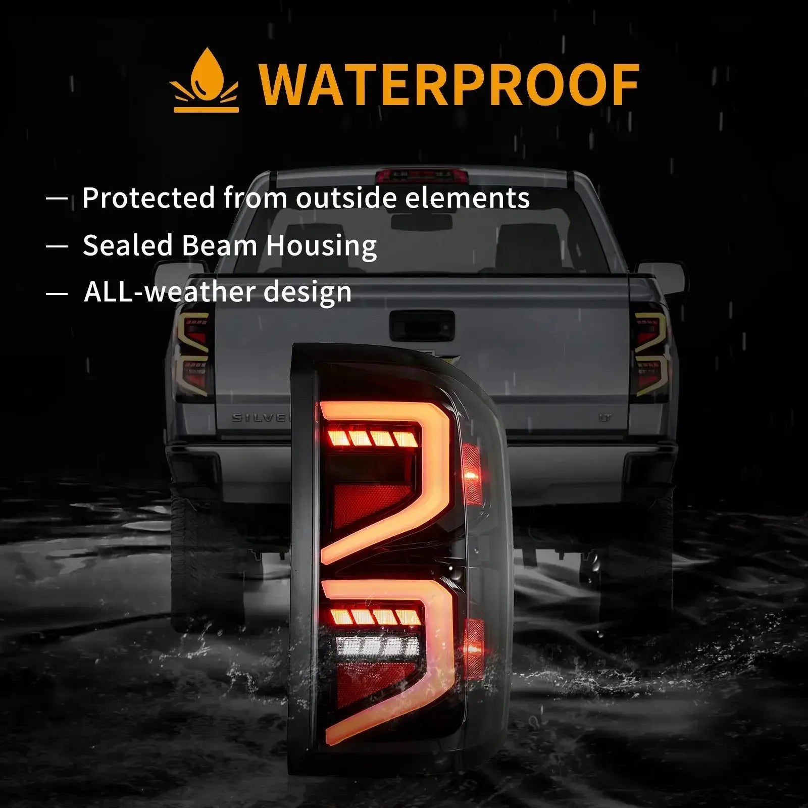Vland 14-18 Silverado LED Tail Lights With Dynamic Welcome Lighting Rear Lamp Assembly Upgrade sayaragear