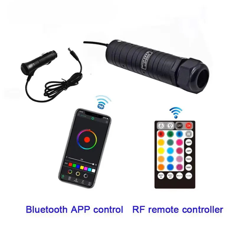 LED Fiber Optic Car Light DC12V 6W RGB Car Roof Star Lights RF Remote Control with PMMA Optical Fiber Cable For Ceiling Lighting sayaragear