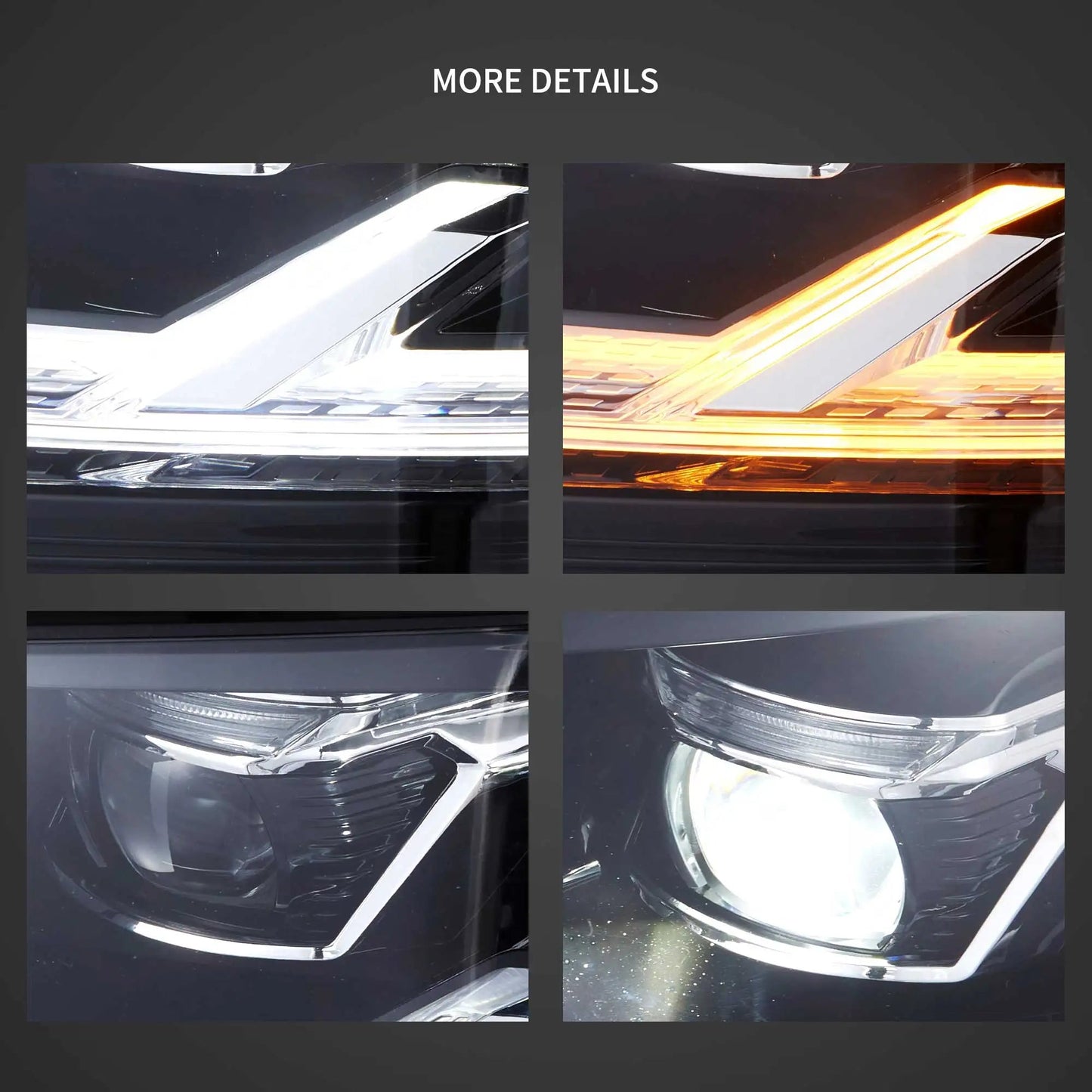 VLAND 2015-2019 Transporter T6 Black LED Dual Beam Projector Headlights Assembly sayaragear