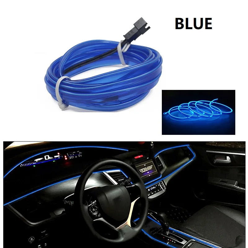 Car Interior Decorative Lamps Strips Atmosphere Lamp Cold Light Decorative Dashboard Console Auto LED Ambient Lights 1/2/3/4/5M sayaragear