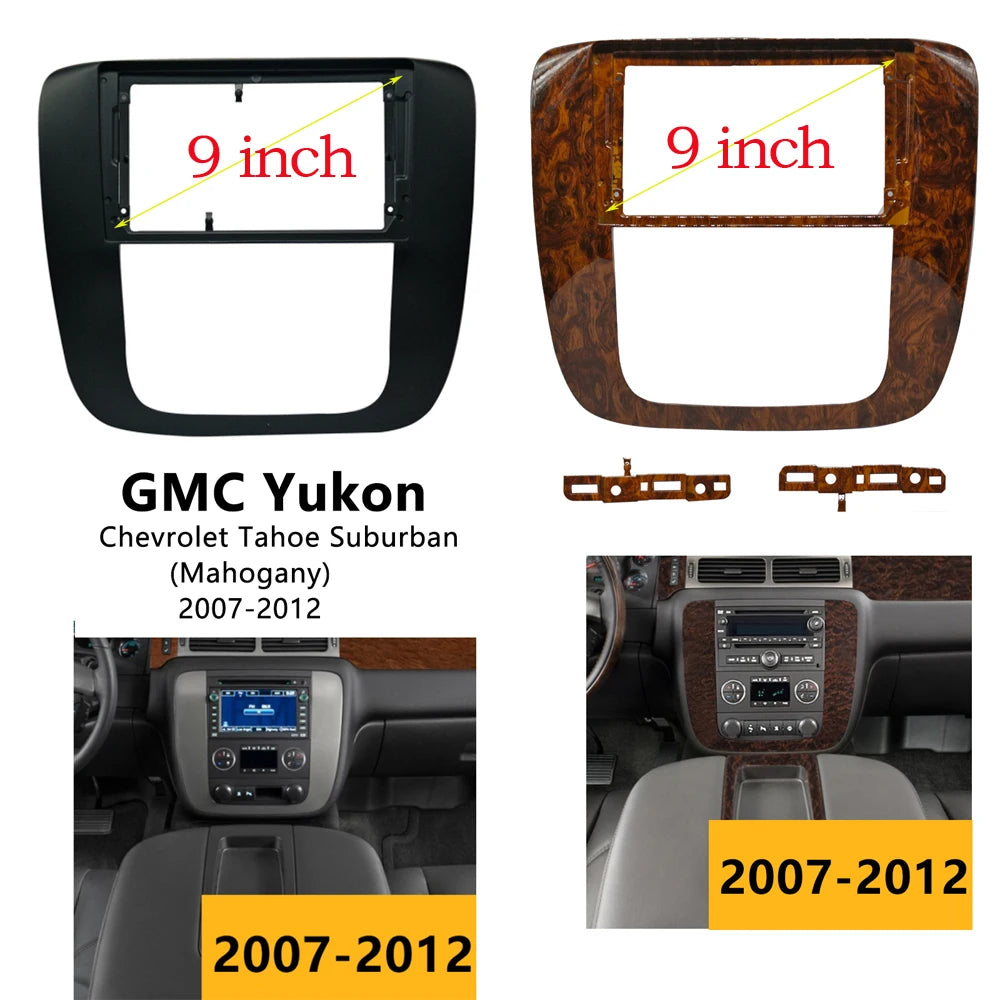9 Inch For GMC Yukon / Tahoe 2007-2012 Car Radio Stereo GPS MP5 Android Player 2 Din Head Unit Fascia Dash Board Panel Frame sayaragear
