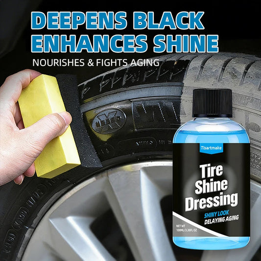 Black Wet Look Tire Shine Dressing -Automotive Clear Coat Tire Dressing Spray for Glossy Wet Tire Look, Vinyl & Plastic, with UV sayaragear