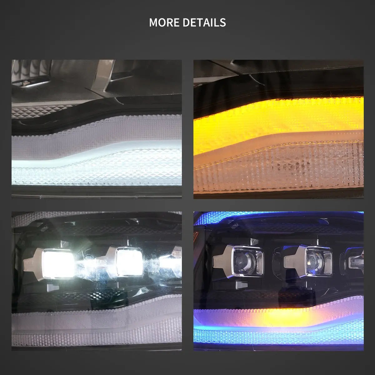Vland 09-18 Dodge Ram 4th Gen 1500 2500 3500 LED Matrix Projector HeadLights Black Complete Assembly sayaragear