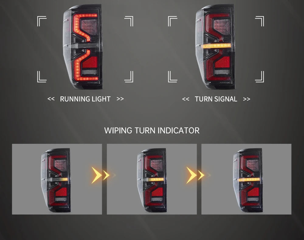 VLAND Taillight Assembly FIT FOR FORD RANGER 2012-2018 LED TAIL LAMP TAIL LAMP LED Running Light  LED Brake Light sayaragear